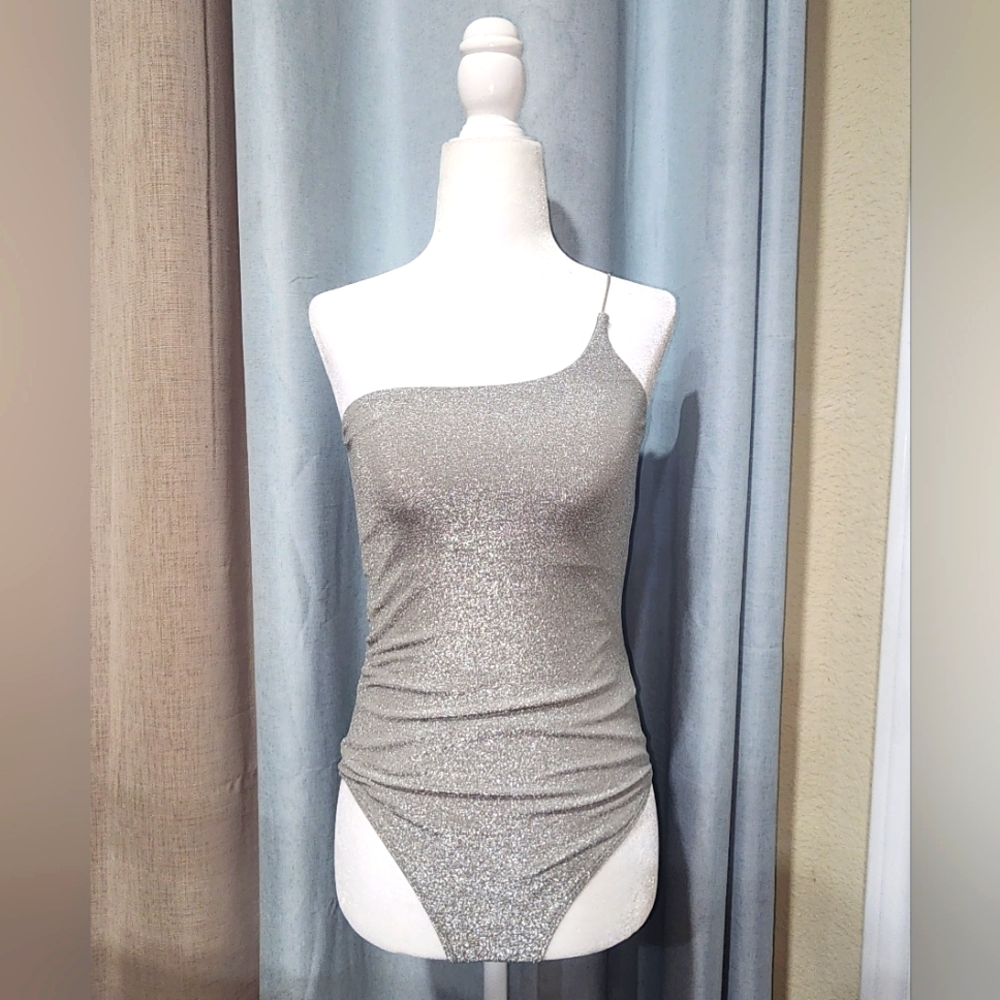 NWT Silver Metallic Bodysuit